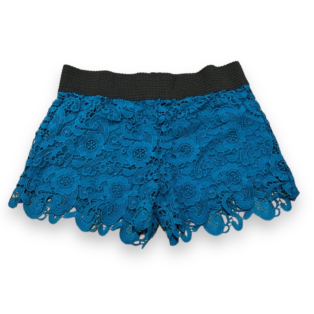 Blue Crochet Lace cutout shorts